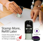 Shiny Pleasure Serving You Stamp, Round Self Inking Stamp for Office and Retail, Purple Ink
