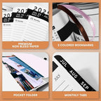 Ensight 2025-2026 HARDCOVER Leather Planner Weekly & Monthly - 6.5x8.5 Inches - Academic Planner Business Personal or Student - Pen Holder, Thick Paper, July 2025 - June 2026 (Brown)