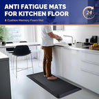 FEATOL 2 Packs Anti Fatigue Mat for Kitchen Floor Thick Cushioned Standing Desk Mat, Ergonomic Kitchen Mats Set of 2, Memory Foam Comfort Floor Mat Padded Foam Rugs, Non-Slip (20" x 39", Black)