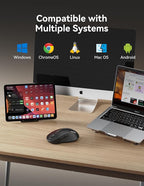 TECKNET Bluetooth Mouse, [ USB + BT1 + BT2 ] Wireless Mouse for Laptop, Silent Click, Full-Size, 4800 DPI Computer Mice Wireless, Dual Mode for Laptop, Computer, iPad, MacBook