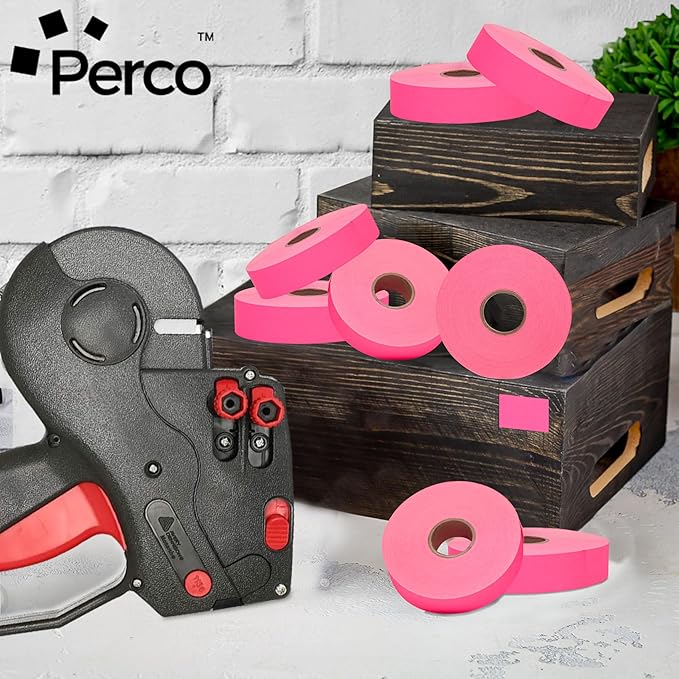 Perco Fluorescent Pink Pricing Labels for Monarch 1136 Price Gun - Case of 8 Sleeves, 112,000 Pricemarking Labels Value Pack