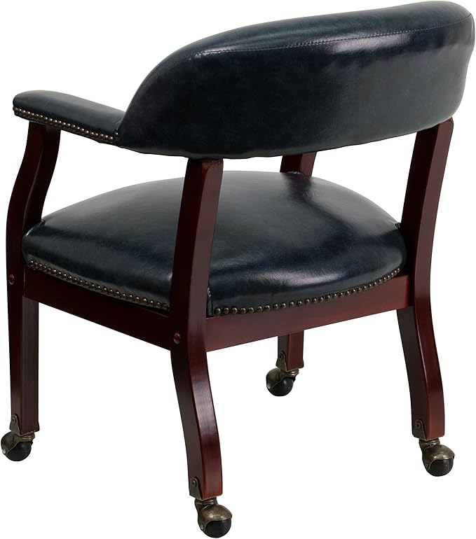 EMMA + OLIVER Navy Vinyl Luxurious Conference Chair with Casters