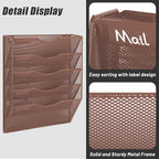 EASEPRES 5 Pocket Mesh Hanging Wall File Organizer, Wall Mounted Mail Paper Document Folder Holder, Clipboard Storage Organization Magazine Rack with Nametag Label for Office Home School, Brown
