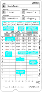 50 uPunch Time Cards for HN4000
