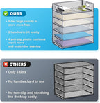 Marbrasse 6 Tier Paper Organizer Letter Tray - Mesh Desk File Organizer with Handle, Paper Sorter for Letter/A4 Office File Folder Holder - Grey