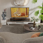 Dual Monitor Stand - 43.7 inch Extra Long Wide TV Stand - Wood & Steel Leg Desktop Riser - Desk Organization - Home Office (Vintage)