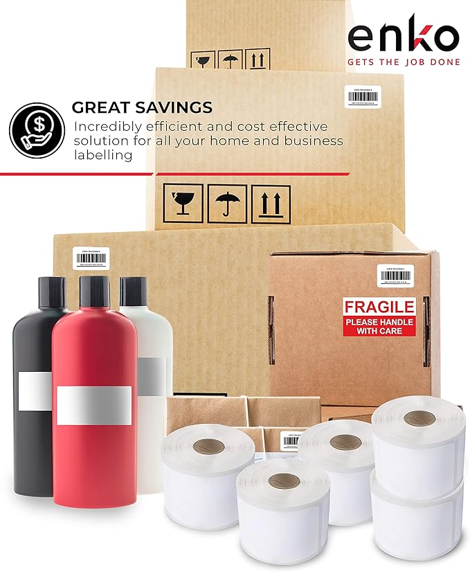 enKo (6 Rolls / 6000 Labels) 30334 Dymo Compatible Multipurpose Barcode (1-1/4" x 2-1/4")