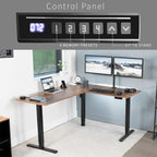 VIVO Electric Corner L-Shaped 63 x 55 in Rustic Standing Desk, Memory Height Adjustment, Vintage Brown Top Black Frame, DESK-E3CTN