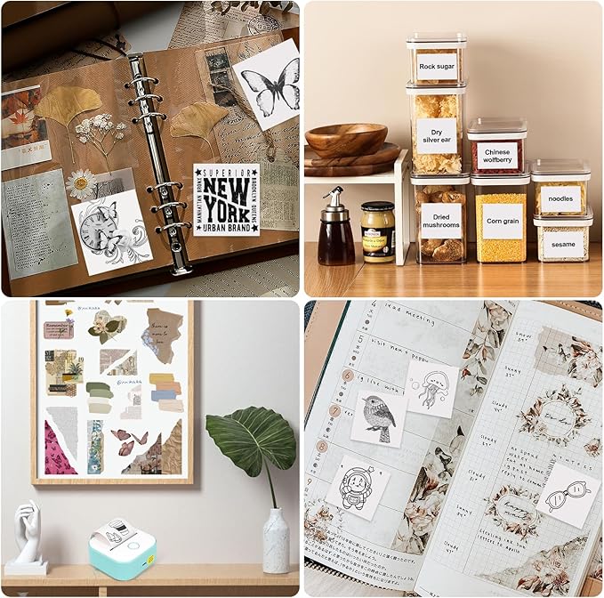 14 Rolls 53mmx28mm Thermal Printer Paper, Mini Colorful Self-adhesive Label Printer Paper for Phomemo Memoking Mini Printer, Small Printer T02/M02, Study Notes, Journal Photos (white)