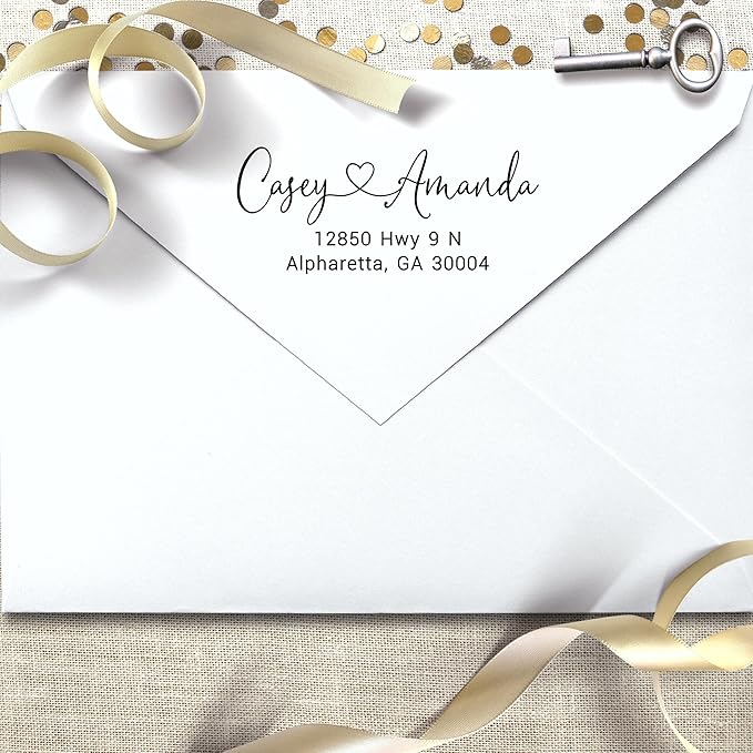 Address Stamp - Personalized Self Inking Return Address Stamper - Black Ink - Custom Wedding Stamp for Invitation Envelopes