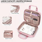 3 Ring Zipper Binder, 2 Inch Ring Binder Organizer Bag with Shoulder Strap Fits 13 Inch Laptop and 500 Sheets, Pink (Empty Bag Only)