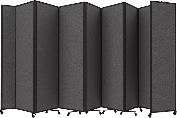 Versare Room Divider 360 Portable Wall Partition | Folding Panels | Large Freestanding Divider | Locking Wheels | Temporary Room Separator