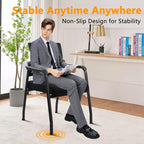 Desk Chair No Wheels with Adjustable Mesh Backrest, Arm Chair with Ergonomic Lumbar Support and Thickened Seats Cushion, Waiting Room Chairs for Office School Church Guest Reception, 8PACK