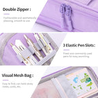 CICIMELON Large Pencil Case Big Storage Pen Pouch Bag with Compartment for School Supplies Office College Teen Boys Girls Adults, Upgraded Purple
