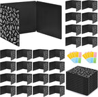 24 Pack Black Printing Privacy Floders for Student Desks - Durable Plastic Erasable - Testing Dividers for Classroom - Easy Clean Privacy Shields for Student - Includes Extra Labels