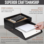 Demigo Desk Organizer Letter Tray Set of 2, Acacia Wood Tabletop Desktop for Storage Paper Letter Folders Notebooks Copy Print, Workspace Holder, Keep Stationery Saver (Black)