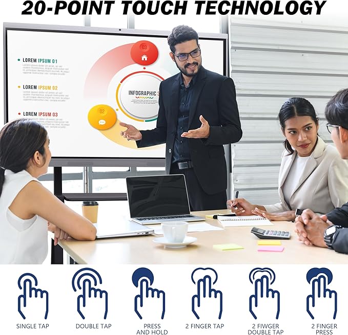 SELFIE CAT 55'' Large Smart Digital Whiteboard for Office Classroom, Interactive Smart Board White Board for Electronic Presentation Meeting, Touchscreen Boards on Classroom Office Video Conference