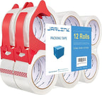 JARLINK 12 Rolls Clear Packing Tape with 2 Dispensers, Heavy Duty Packaging Tape Refills for Shipping Packaging Mailing, 2.7mil Thick, 1.88 inches Wide, 55 Yards Per Roll, 660 Total Yards