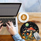 Mushroom Mouse Pad, Round Mouse Pads for Desk, Small Mini Travel Mousepad with Non-Slip Rubber Base for Work Wireless Computer Laptop, Cute Office Desk Accessories, 8.6 x 8.6 inch