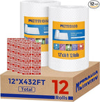 Metronic Bubble Cushioning Wrap 12 Pack 12 Inch x 432ft Total, Dense Bubble Packing Air Wrap Clear Bubble Packing Roll for Shipping and Moving Supplies, Perforated Every 12"