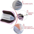 Easyoulife Genuine Leather Credit Card Holder Zipper Wallet With 26 Card Slots