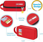 ECHSRT Big Pencil Case, Aesthetic Portable Zipper Pencil Bag with Hidden Pocket, Special Pouch for Men Women Adults, Stationery Organizer Pen Cases for Office Travel, Red