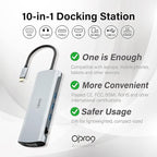 Opro9 10-in-1 USB C Hub Multiport Adapter, Laptop Docking Station Dual 4K HDMI / 1080P VGA, USB 3.0, PD 100W, Gigabit Ethernet, SD/TF Card Reader, 3.5mm Audio Jack, for Windows & MacBook PC, Laptops