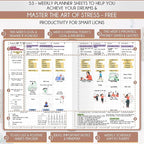 Hourly Planner - Undated Daily, Weekly & Monthly Planner with Budget Section | A 12 Month Journey to Increase Productivity & Happiness | Life Organizer & Gratitude Journal - Vertical Format