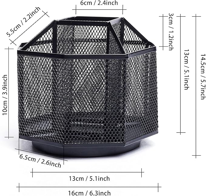 Exerz Desk Organiser/Mesh Desk Tidy Candy/Pen Holder/Multifunctional Organiser 360 Rotating