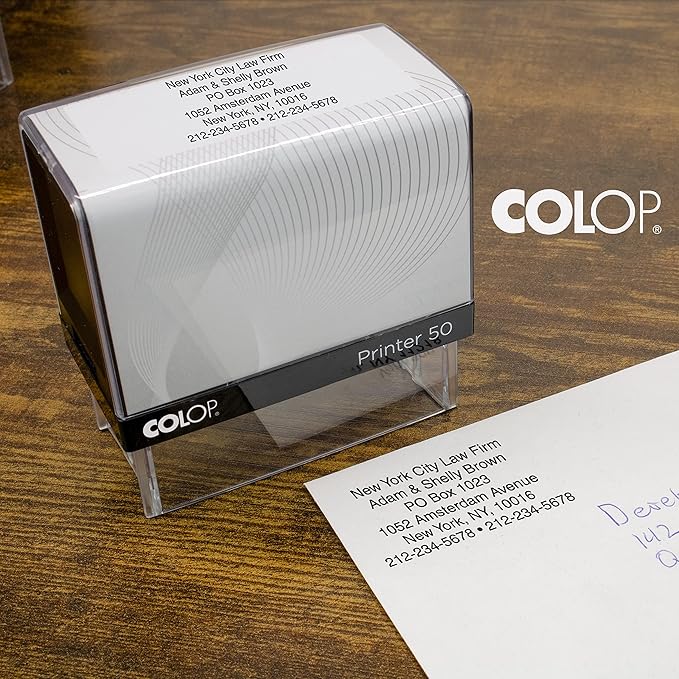 COLOP Extra Large Size Self Inking Custom Text Stamp - Choose from Many Fonts & 15 Ink Colors