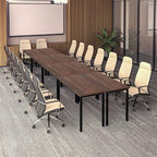 Bonzy Home Conference Tables 18ft Office Computer Desk for Meeting Room Study Writing Printer Table Meeting Seminar Table for 20 People Rustic Vintage Walnut 8PCS 220.4"x47.2"x29.5"