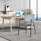 CLATINA Office Reception Guest Chair Mesh Back Stacking with Ergonomic Lumbar Support and Thickened Seat Cushion for Waiting Conference Room Gray 4 Pack