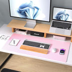 Aothia Leather Desk Pad Protector, Mouse Pad, Office Desk Mat, Non-Slip PU Leather Desk Blotter, Laptop Desk Pad, Waterproof Desk Writing Pad for Office and Home (36" x 17", Fairy Pink)