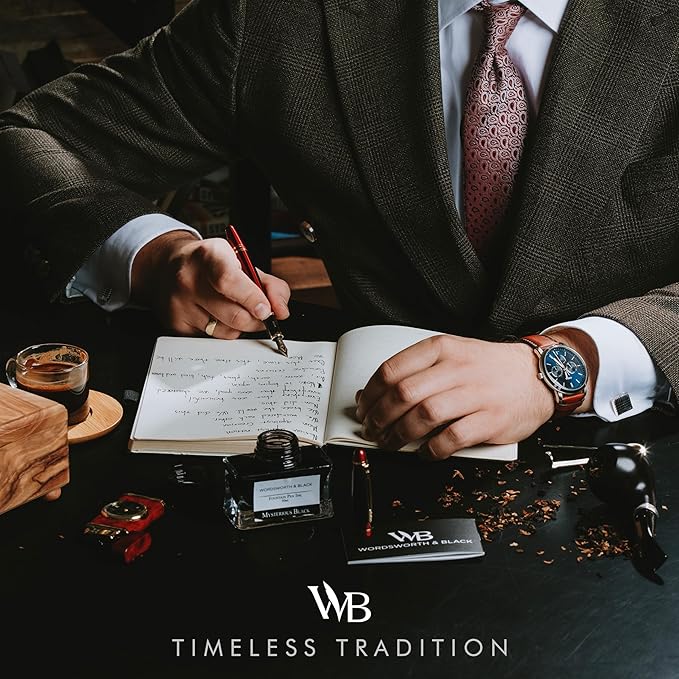 Wordsworth & Black Majesti Fountain Pen-(Red), Luxury Case, 24K Gold Finish; 18K Gilded Fine Nib- Ink Cartridges, Refillable Ink Converter-Calligraphy Pen-Best Business Gift Set for Men & Women