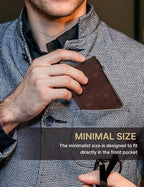 typecase Mens Wallet Card Holder: Pop Up Aluminum Case, Genuine Leather, Smart, RFID Blocking, Slim, Minimalist, Front Pocket - 9-14 Card Capacity | ID Window | Cash Slot - Oil Wax Brown