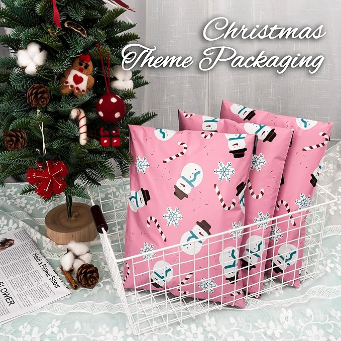 Christmas Poly Mailer 10x13 Inch 25 Pcs, Waterproof Shipping Bags for Clothing, Tear-Resistant Mailier Bags, Strong Mailing Bags with Self-Seal - Snowmen Printed