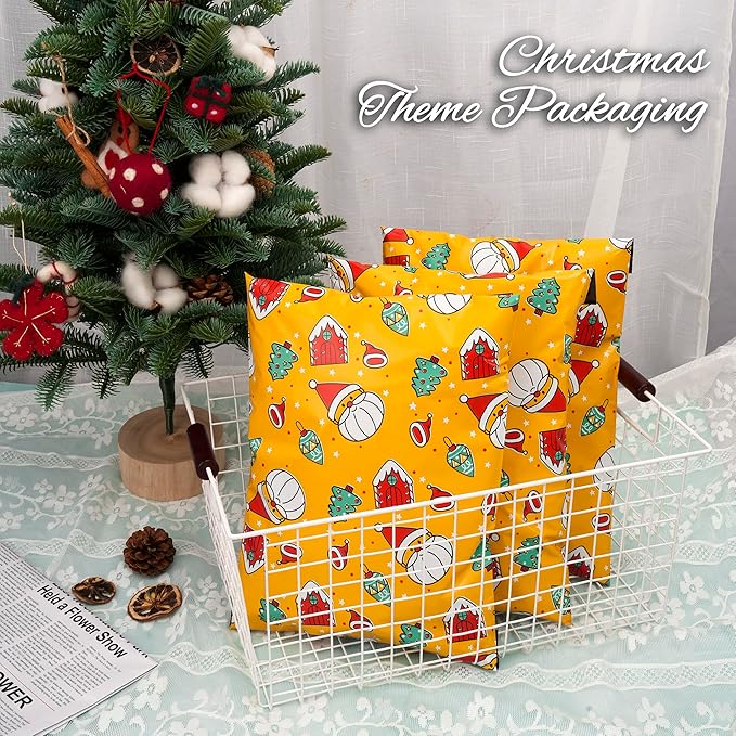 Christmas Poly Mailer 10x13 Inch 25 Pcs, Waterproof Shipping Bags for Clothing, Tear-Resistant Mailier, Strong Mailing With Self-Seal - Santa Claus Printed
