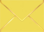60 Pack Gold Envelopes 5x7 Bulk Yellow, 250G Pearled Cardstock A7 Envelopes for Invitations Business Mailing Envelope with Gold Foil Border, A6 4x6 Envelopes for Wedding Baby Shower Cards
