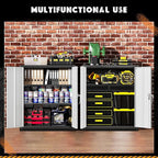 Greenvelly Metal Garage Storage Cabinet, Lockable Metal Cabinets with 2 Doors and Shelves,36” Steel Storage Locking Counter Cabinet for Office,Garage,Kitchen,Home,School(Black Grey)