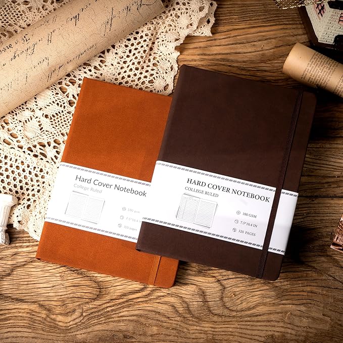 CAGIE B5 Journal Notebook for Men Women 320 Pages 100 Gsm Paper Vintage Journaling Notebooks A5 Hardcover Leather Journals for Writing Travel Work Note Taking Diary, 7.6x10 In, Dark Brown