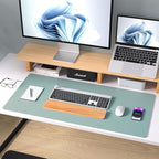 Aothia Leather Desk Pad Protector, Mouse Pad, Office Desk Mat, Non-Slip PU Leather Desk Blotter, Laptop Desk Pad, Waterproof Desk Writing Pad for Office and Home (23.6" x 13.7", Light Blue)