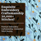 LParkin Daisy Flower Embroidery Book Sleeve with Zipper for Readers Protector Cover Gift for Book Lovers, 11x 8.5 Inch Washable Fabric, Daisy Blue