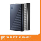 WD 2TB My Passport Ultra, Blue, Portable External Hard Drive, backup software with defense against ransomware, and password protection, USB-C and USB 3.1 - WDBC3C0020BBL-WESN