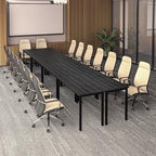 Bonzy Home Conference Tables 18ft Office Computer Desk for Meeting Room Study Writing Printer Table Meeting Seminar Table for 20 People Modern Black 8PCS (220.4"x47.2"x29.5", Black)