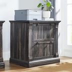 OKD Farmhouse File Cabinet with 2 Drawers, 30" Lateral Filing Cabinet, Hanging File Folders, Interlocking Drawers, Rustic Oak Wood, Brown, Home Office, Living Room, 30" x 22" x 10.2"