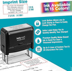Custom Self Inking Rubber Stamp - Up to 5 Lines of Text - Choose from 15 Ink Colors - Large Size