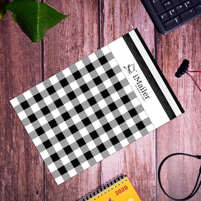 100 Count - 14.5 x 19 inch,Poly Mailer Black Gingham Plaid Package Envelope, Mailing Shipping Bags with Self Seal Strip