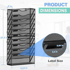 Kuntine.B Wall File Organizer Office Hanging Magazine Holder Wall File Organizer for Office Home (Black, 11 Tier)