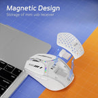 Uciefy Bluetooth Wireless Mouse, (BT5.0/5.1+2.4GHz) USB C Rechargeable LED Mouse Battery Level Visible, Honeycomb Magnetic Shell Cover with USB Receiver & Type-C Adapter for Laptop/PC/Mac/iPad-White