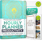 Hourly Planner – Undated Weekly & Monthly Goal Setting Planner, 12-Month to Increase Productivity | Life & Gratitude Journal, Include Foldable Vision Board, Gift Box & Stickers